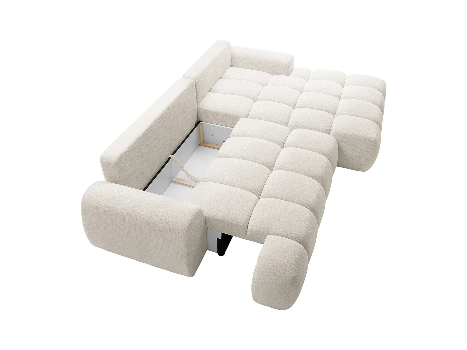 Höger bäddsoffa i beige chenille tyg FARNETA