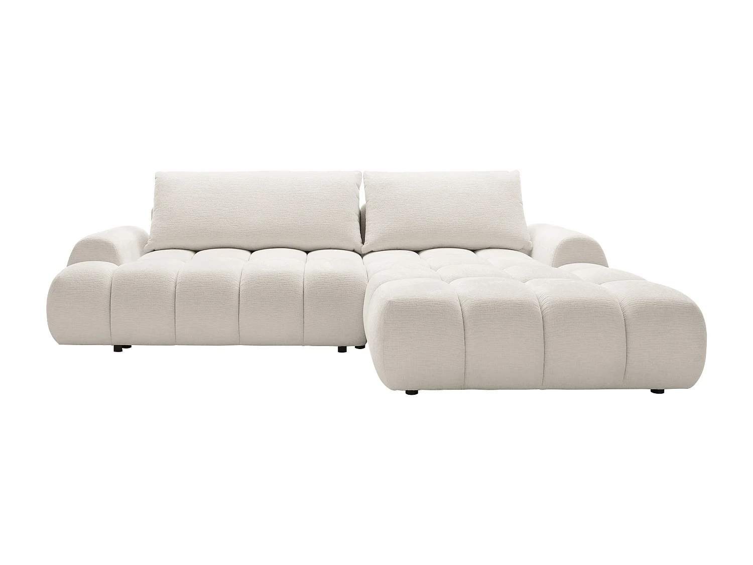 Højre hjørnesofa med beige chenillestof, kan konverteres FARNETA