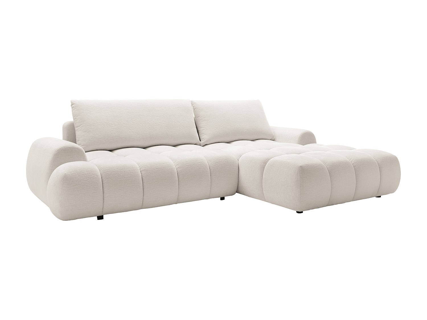 Ecksofa mit Schlaffunktion - Ecke rechts - Chenille - Beige - FARNETA günstig online kaufen