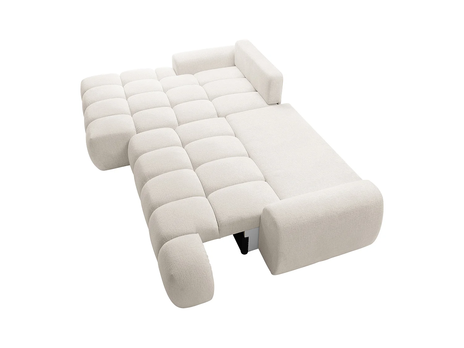 Venstre hjørnesofa i beige chenille-stoff FARNETA, kan gjøres om til seng