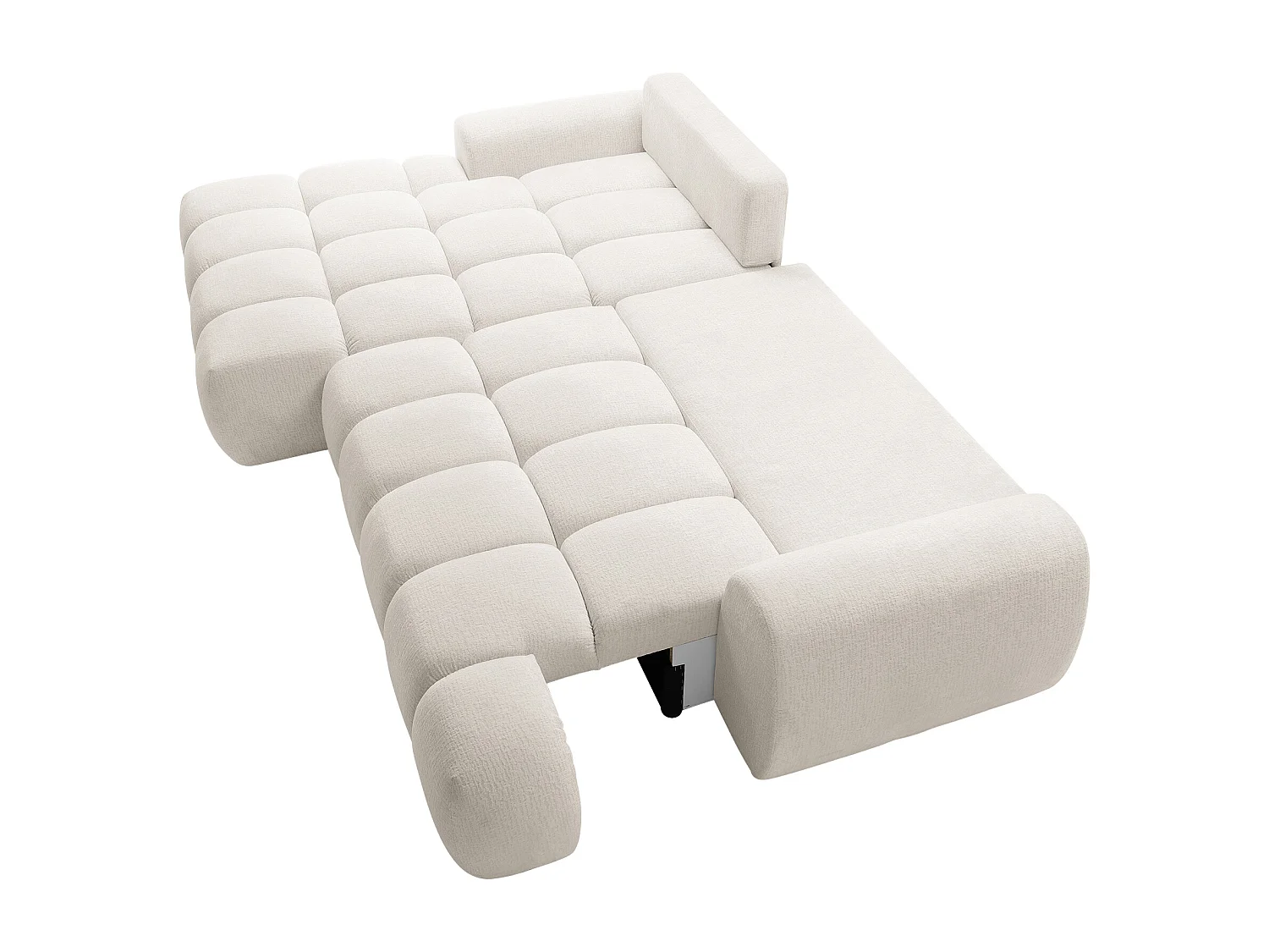 Vänstervänd bäddsoffa i beige chenilletyg FARNETA