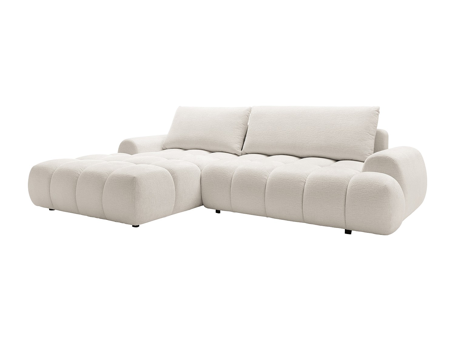 Ecksofa mit Schlaffunktion - Ecke links - Chenille - Beige - FARNETA günstig online kaufen