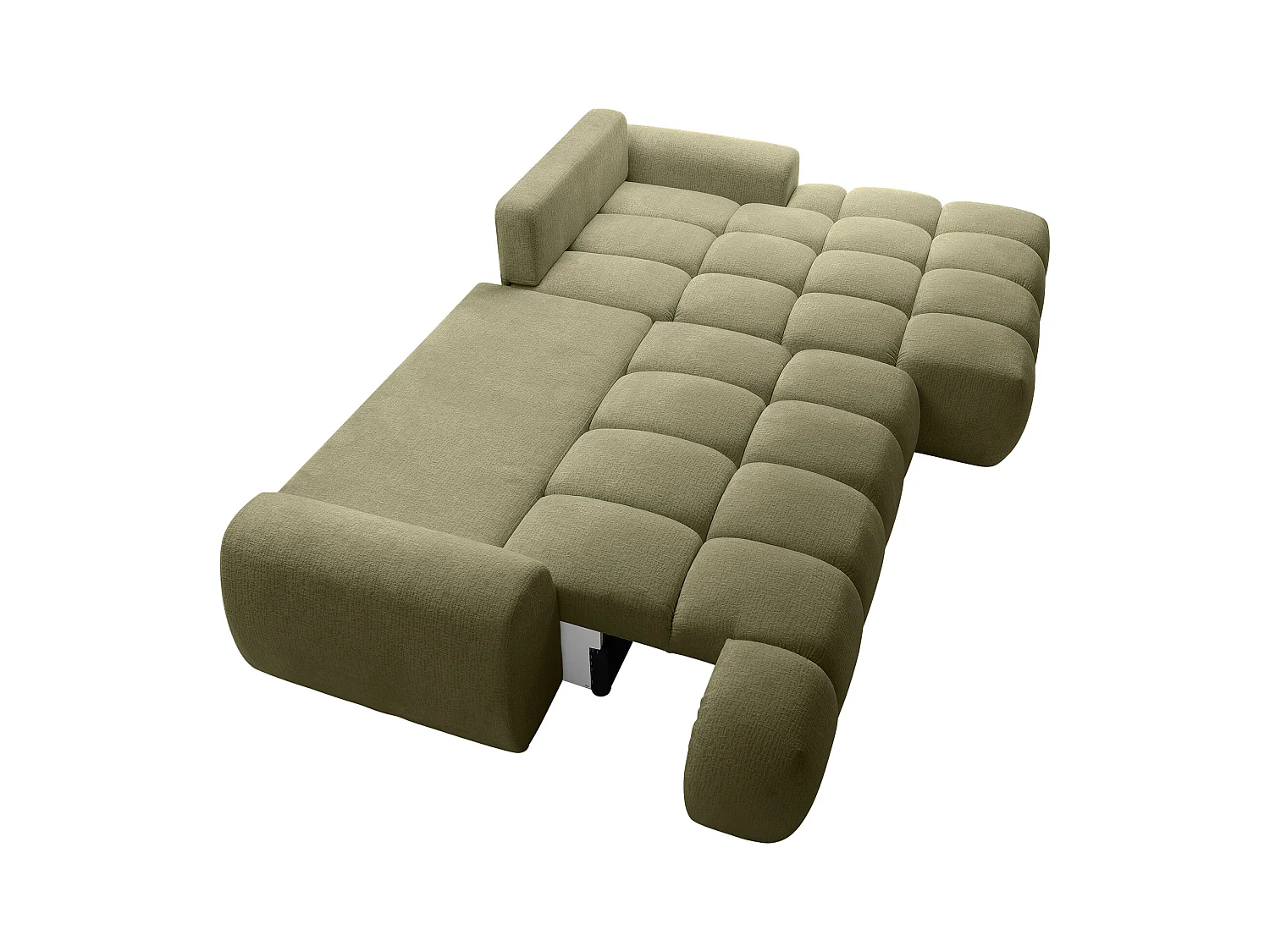 Canapé d'angle droit convertible en tissu chenille vert FARNETA