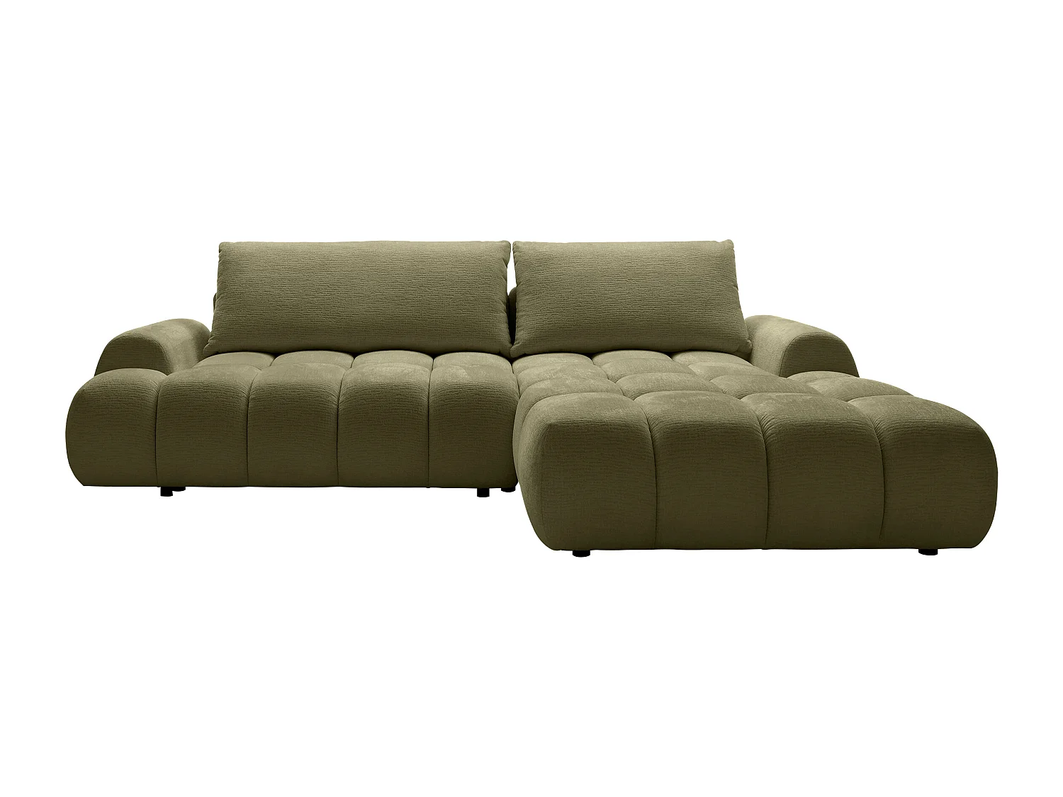 Højre hjørnesofa, der kan konverteres, i grønt chenille-stof FARNETA