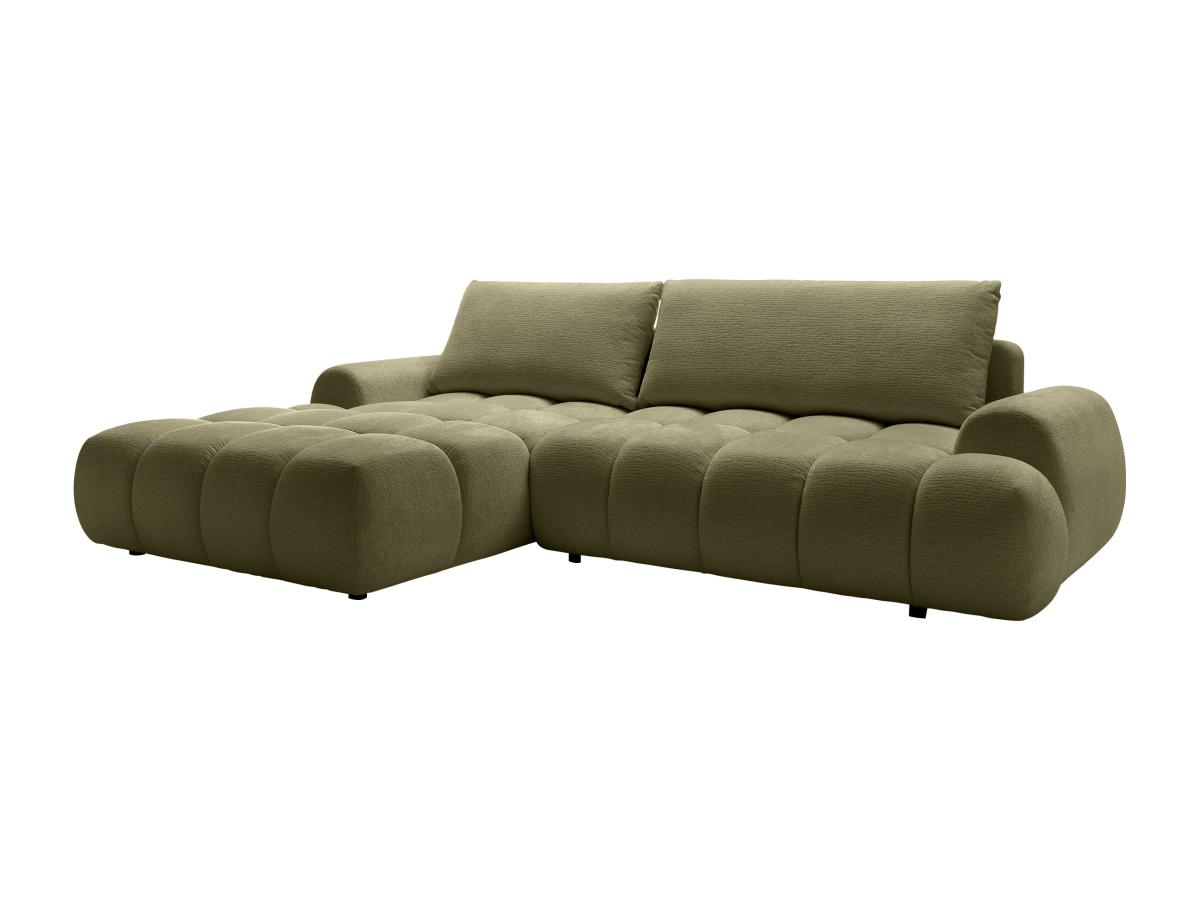 Ecksofa mit Schlaffunktion - Ecke links - Chenille - Grün - FARNETA günstig online kaufen