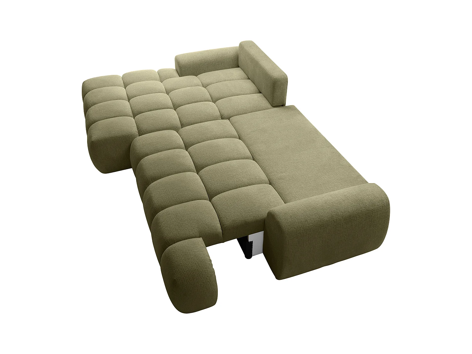 Vänstervänd bäddsoffa i grön chenille-tyg FARNETA