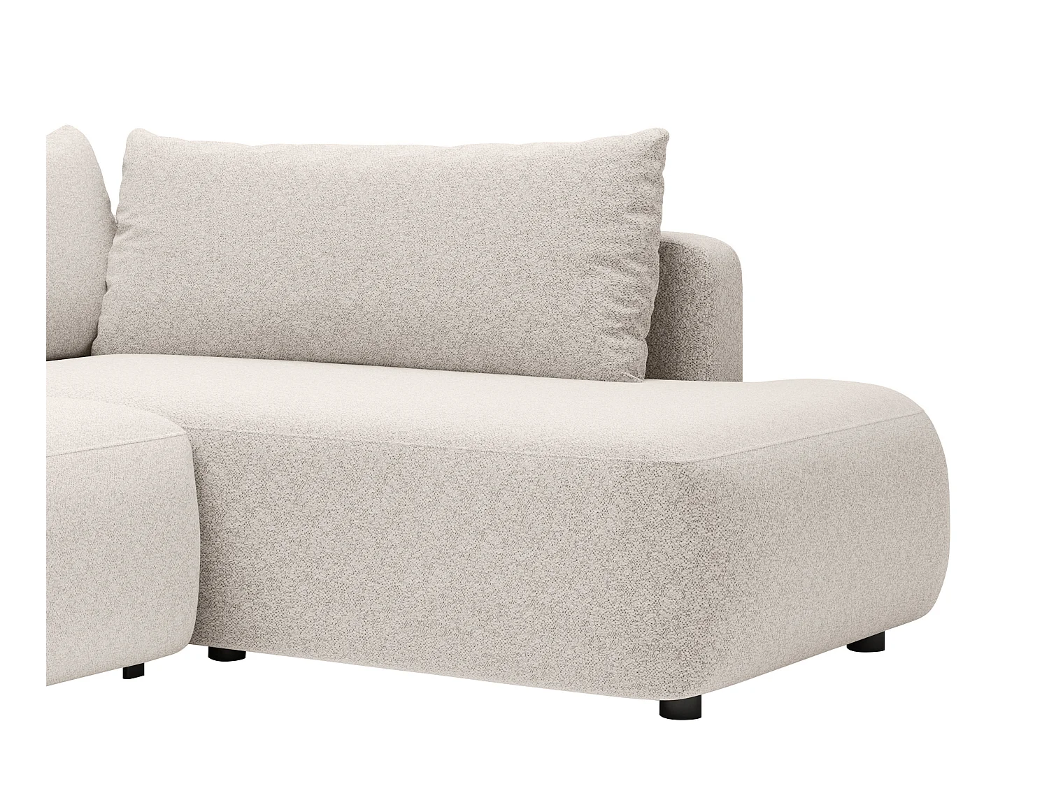 Großes Panorama-Ecksofa mit Schlaffunktion - Ecke rechts - Strukturstoff - Creme - DAVISO