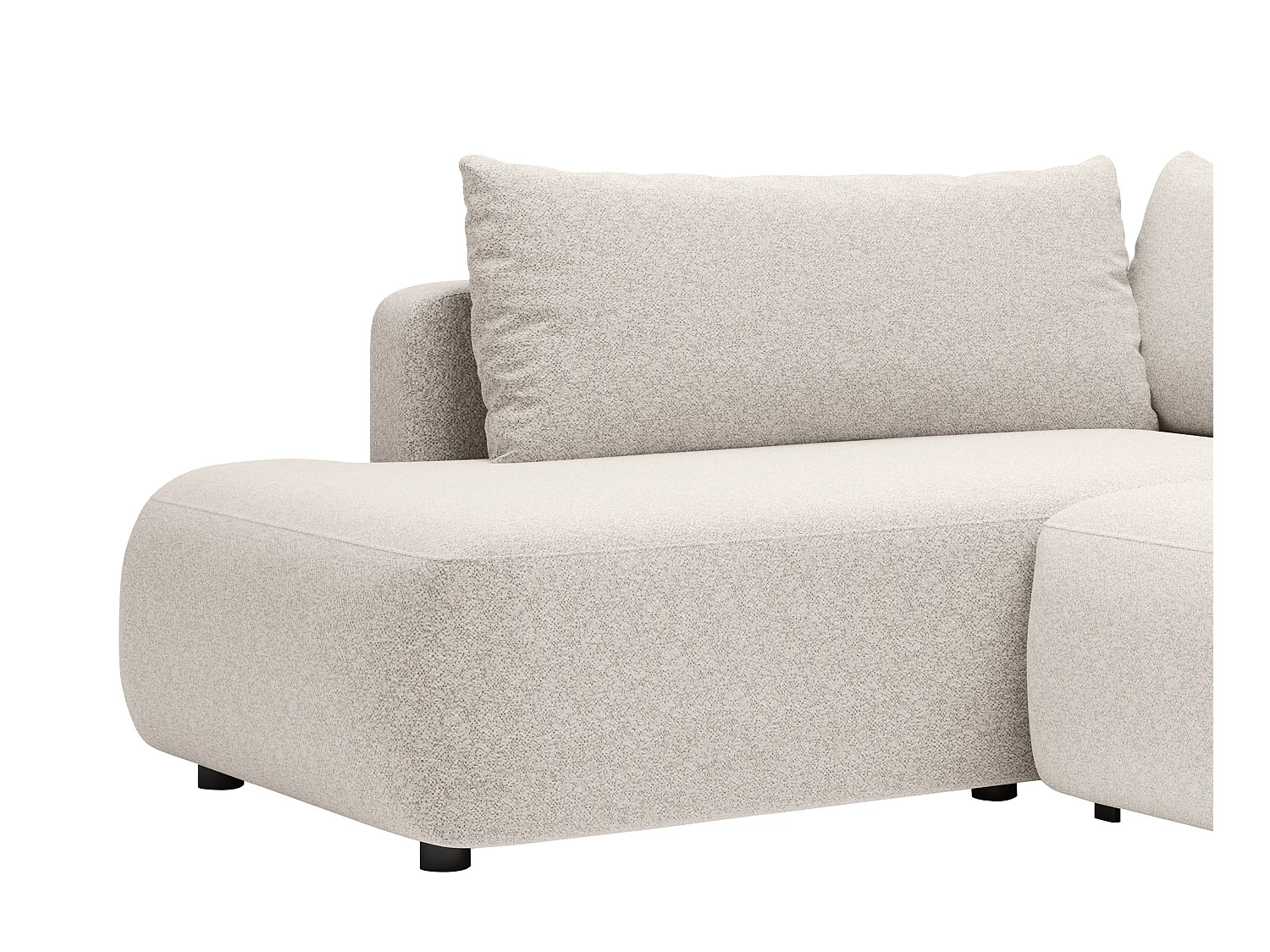 Großes Panorama-Ecksofa mit Schlaffunktion - Ecke links - Strukturstoff - Creme - DAVISO