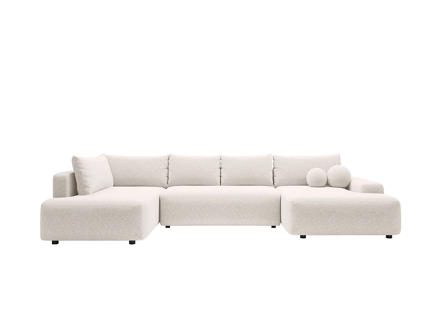 Großes Panorama-Ecksofa mit Schlaffunktion - Ecke links - Strukturstoff - Creme - DAVISO