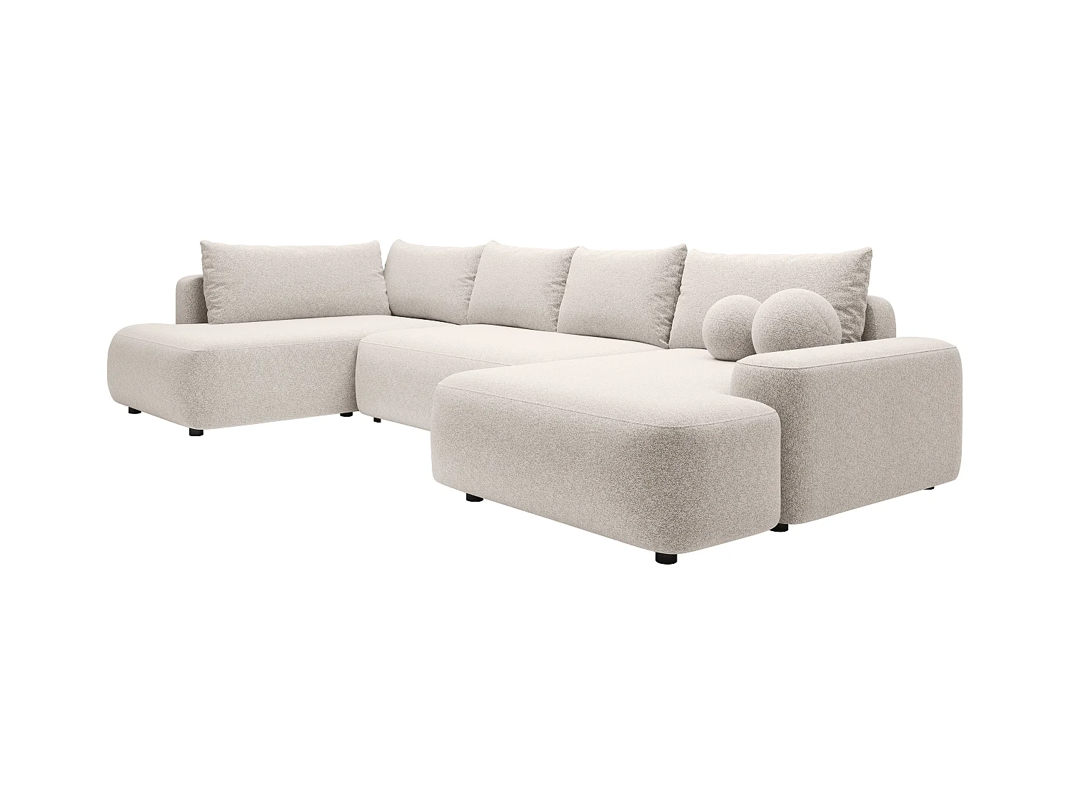 Großes Panorama-Ecksofa mit Schlaffunktion - Ecke links - Strukturstoff - Creme - DAVISO