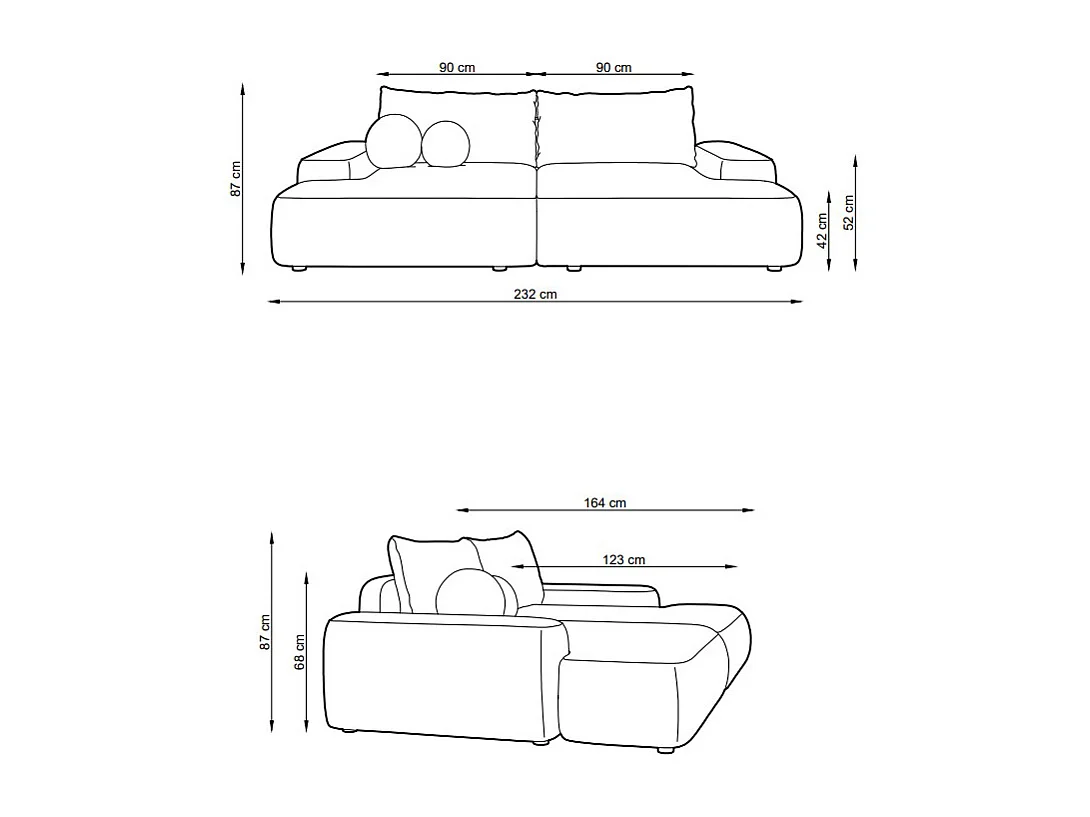 Canapé 3 places confort assise profonde en tissu chiné crème DAVISO