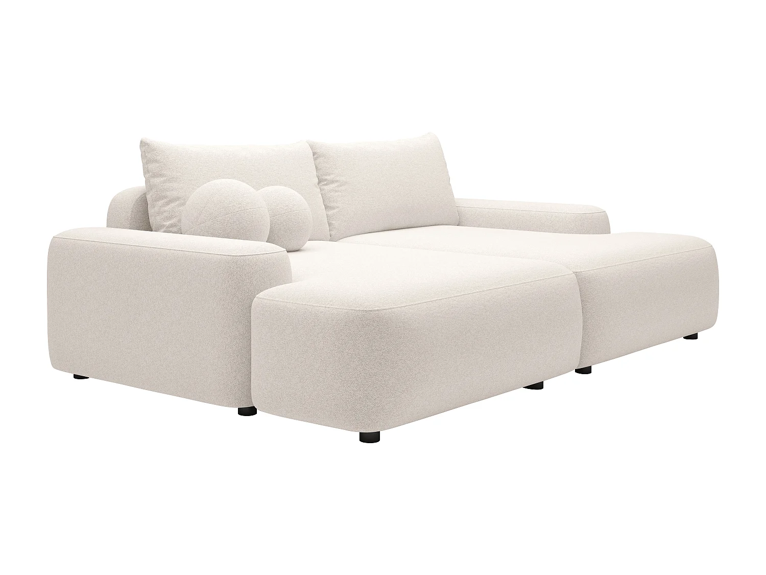 Canapé 3 places confort assise profonde en tissu chiné crème DAVISO