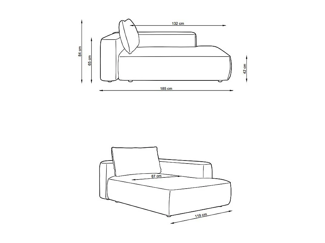 Méridienne droite en tissu chiné crème DAVISO