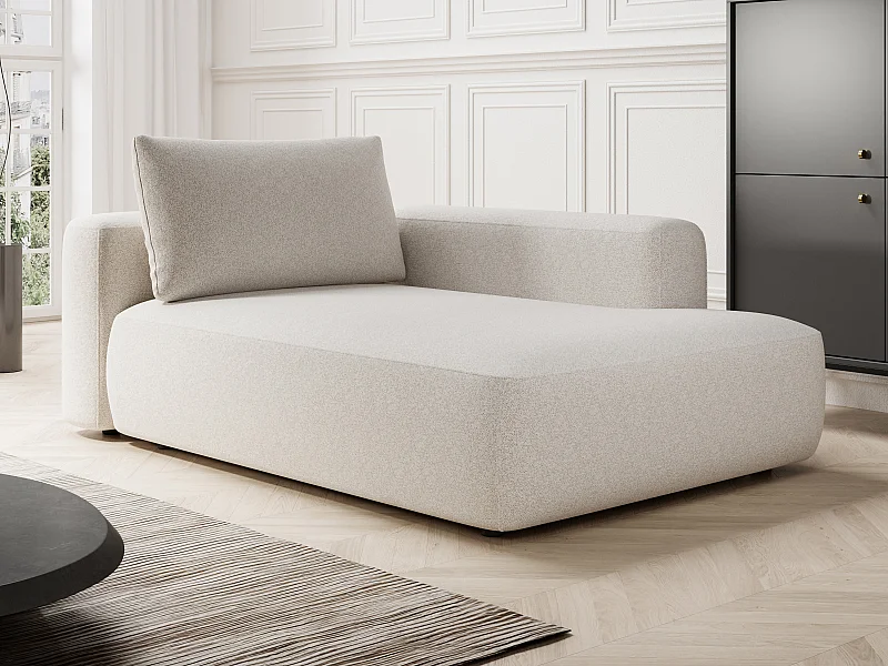 Méridienne droite en tissu chiné crème DAVISO