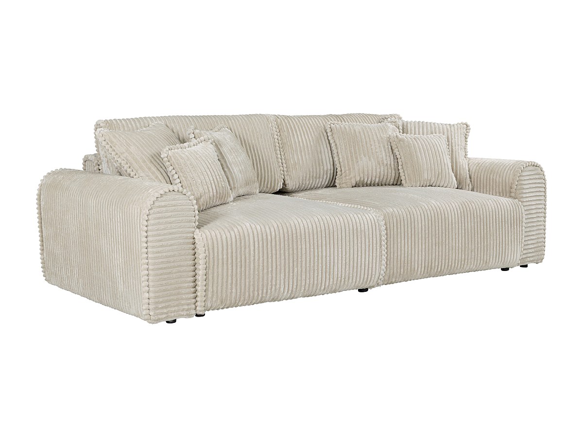 Sofa 4-Sitzer Schlafsofa Komfort - Cord Samt Beige - Tiefe Sitzfläche - TEL günstig online kaufen