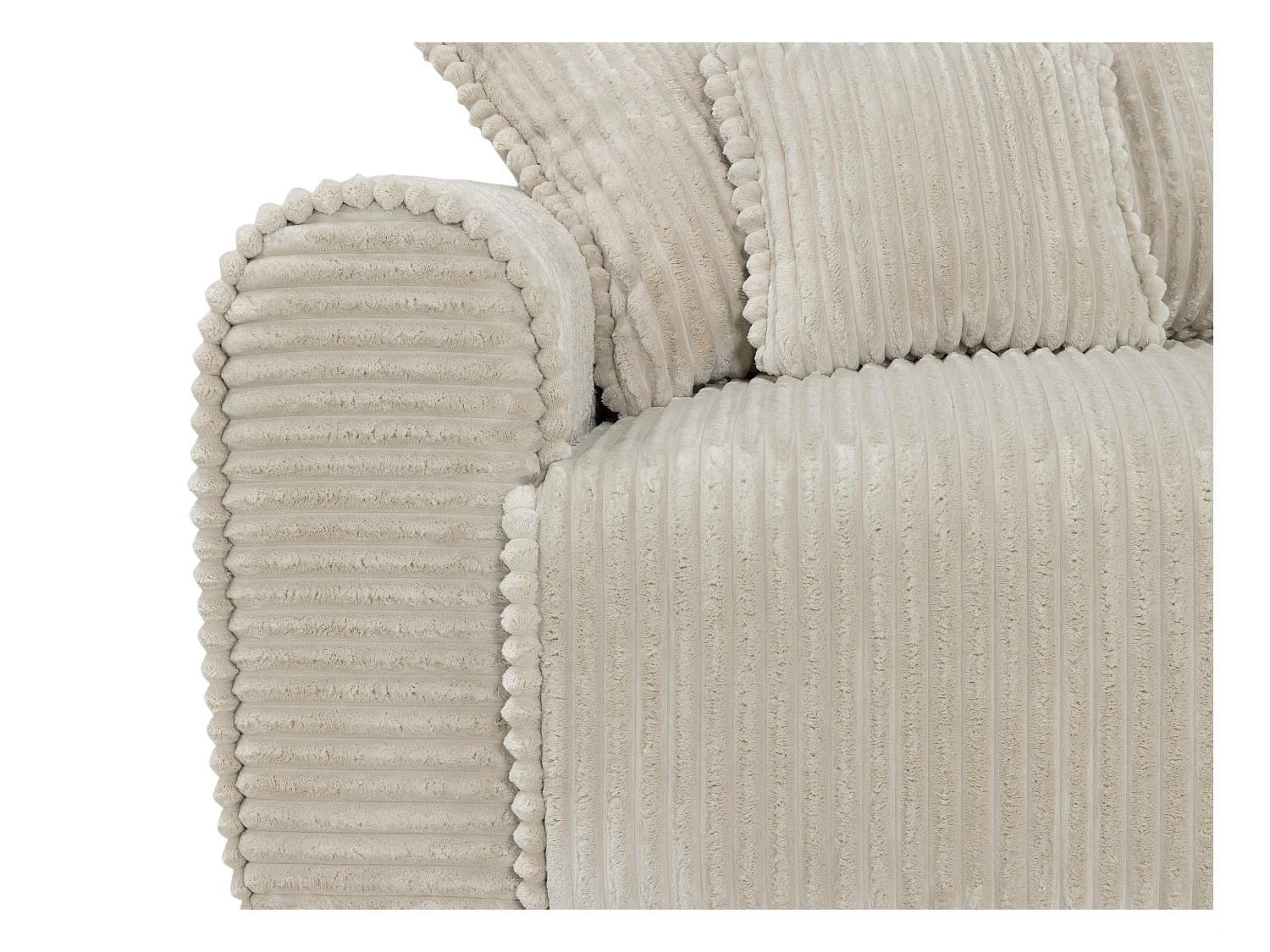 4-seters sovesofa med dyp sittekomfort i beige kordfløyel med brede riller TELARO