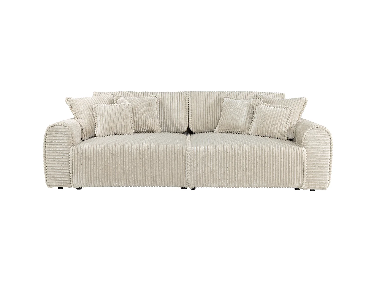 Sofa 4-Sitzer Schlafsofa Komfort - Cord Samt Beige - Tiefe Sitzfläche - TELARO