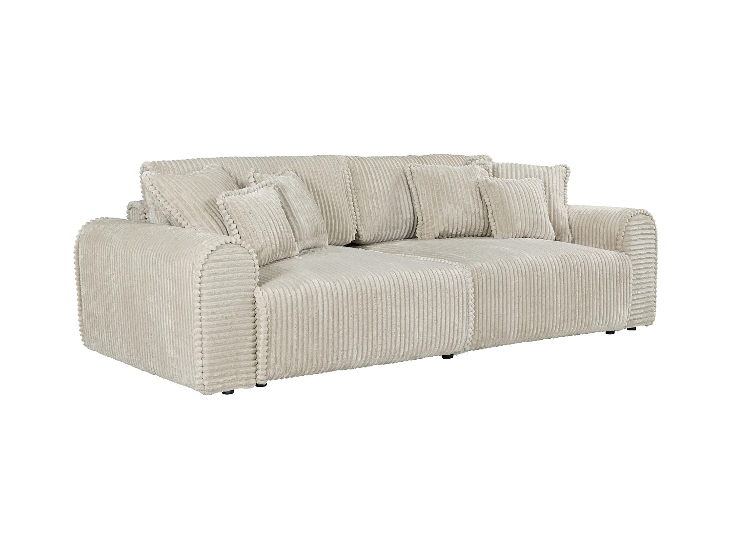 Sofa 4-Sitzer Schlafsofa Komfort - Cord Samt Beige - Tiefe Sitzfläche - TELARO