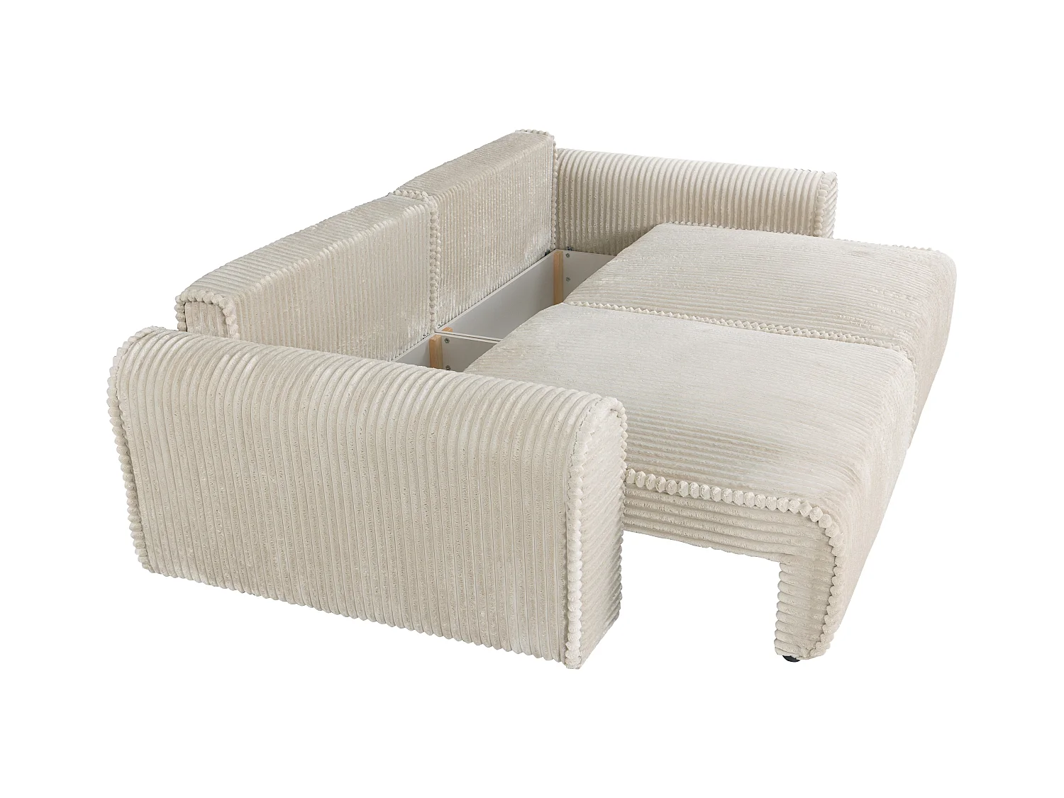 Sofa 4-Sitzer Schlafsofa Komfort - Cord Samt Beige - Tiefe Sitzfläche - TELARO