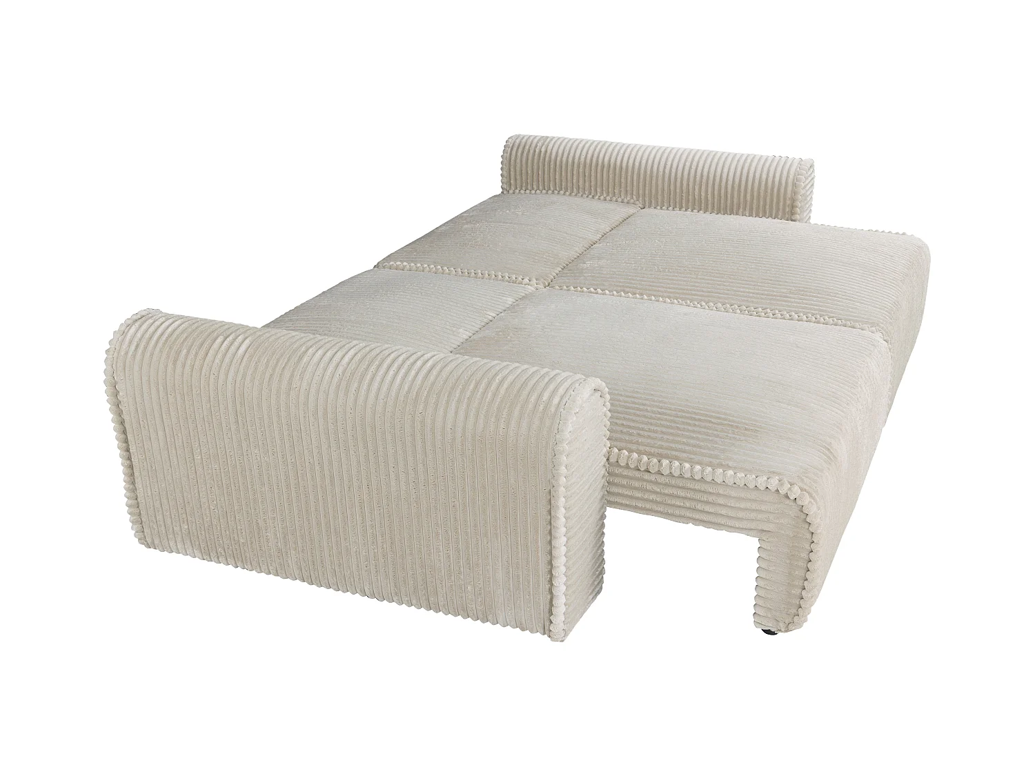 Sofa 4-Sitzer Schlafsofa Komfort - Cord Samt Beige - Tiefe Sitzfläche - TELARO