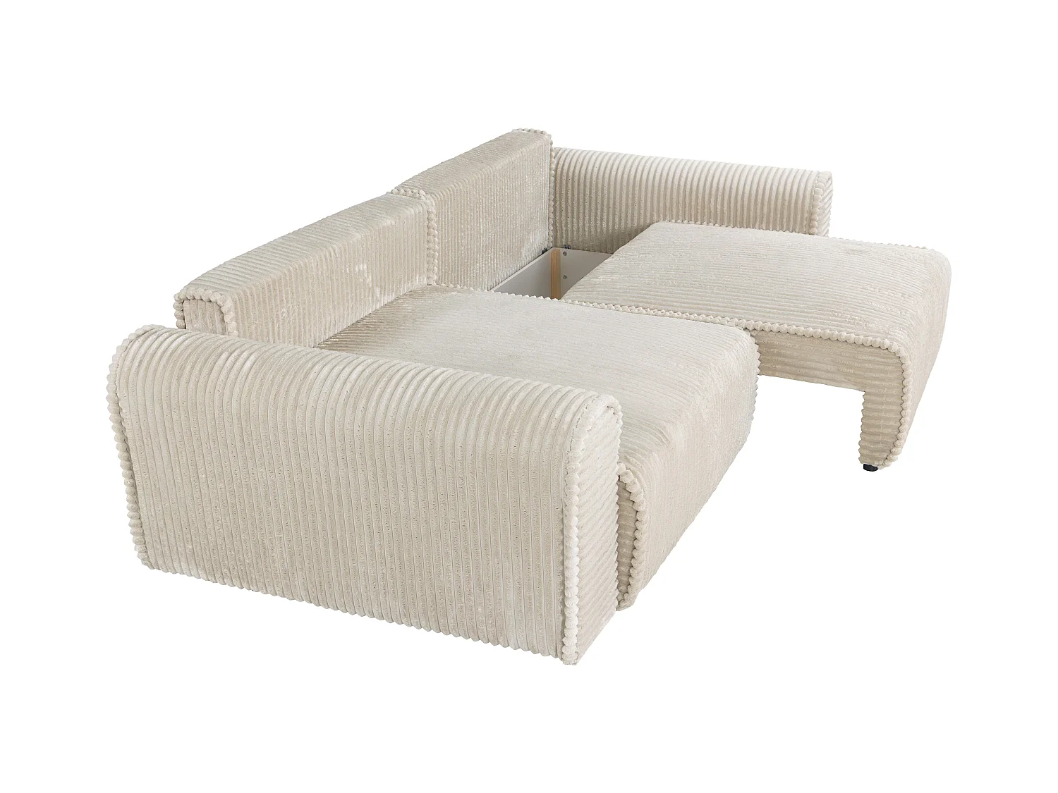 Sofa 4-Sitzer Schlafsofa Komfort - Cord Samt Beige - Tiefe Sitzfläche - TELARO