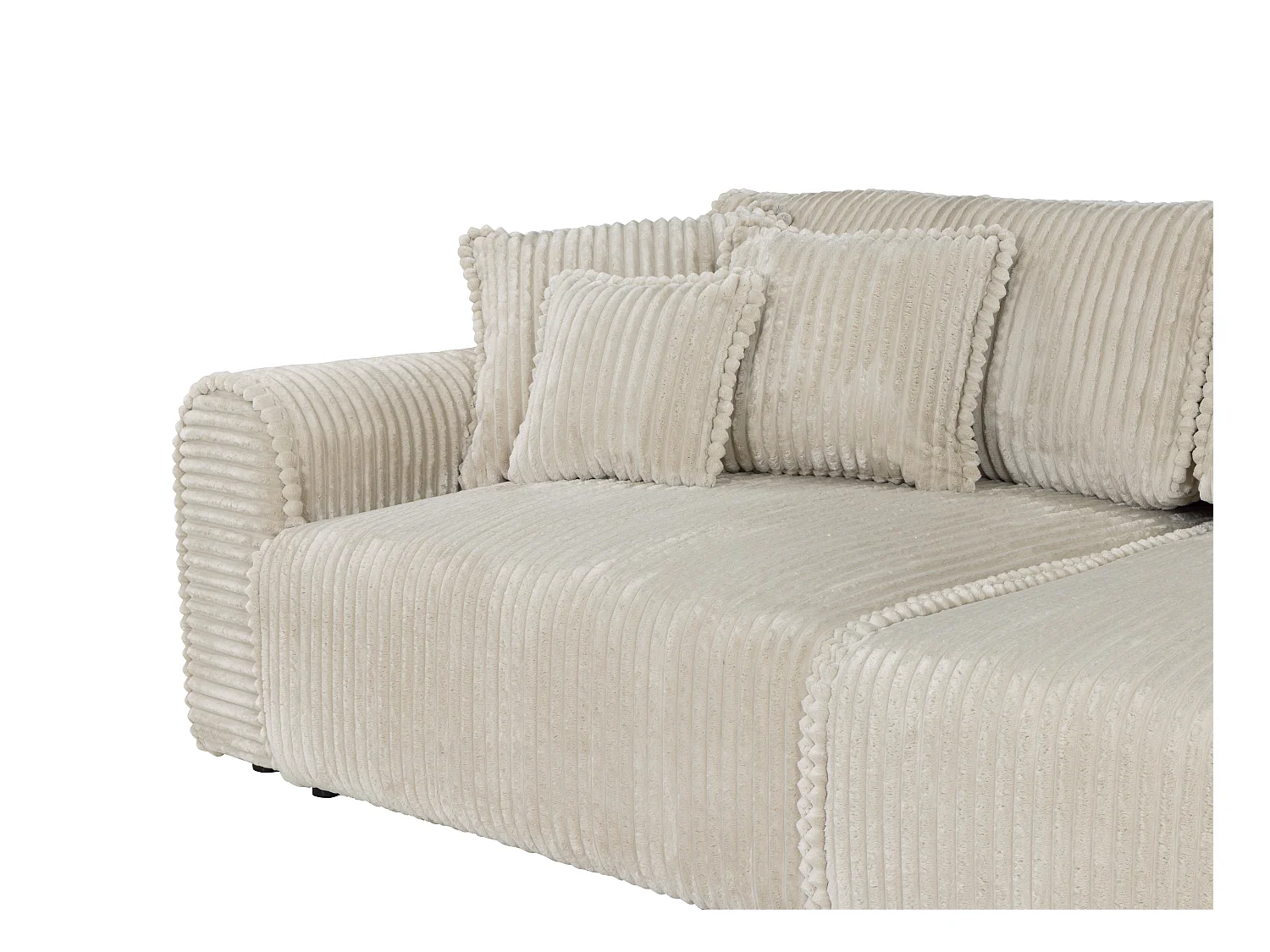 Sofa 4-Sitzer Schlafsofa Komfort - Cord Samt Beige - Tiefe Sitzfläche - TELARO