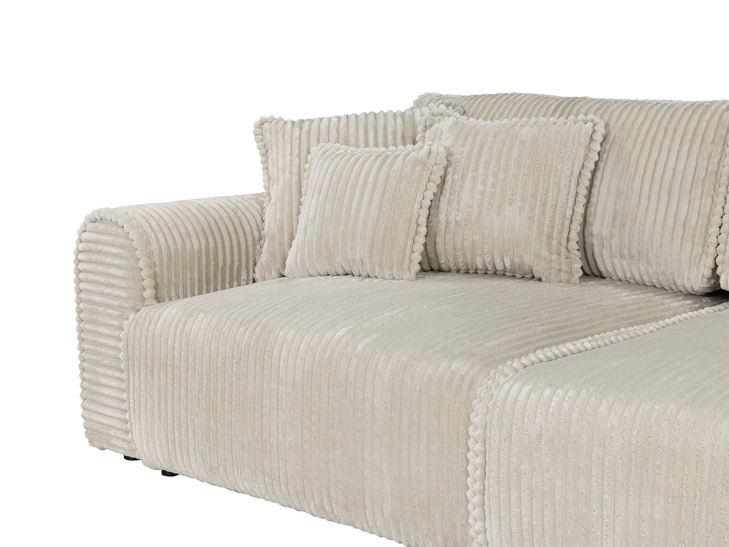 Canapé 4 places convertible confort assise profonde en velours côtelé grosses côtes beige TELARO