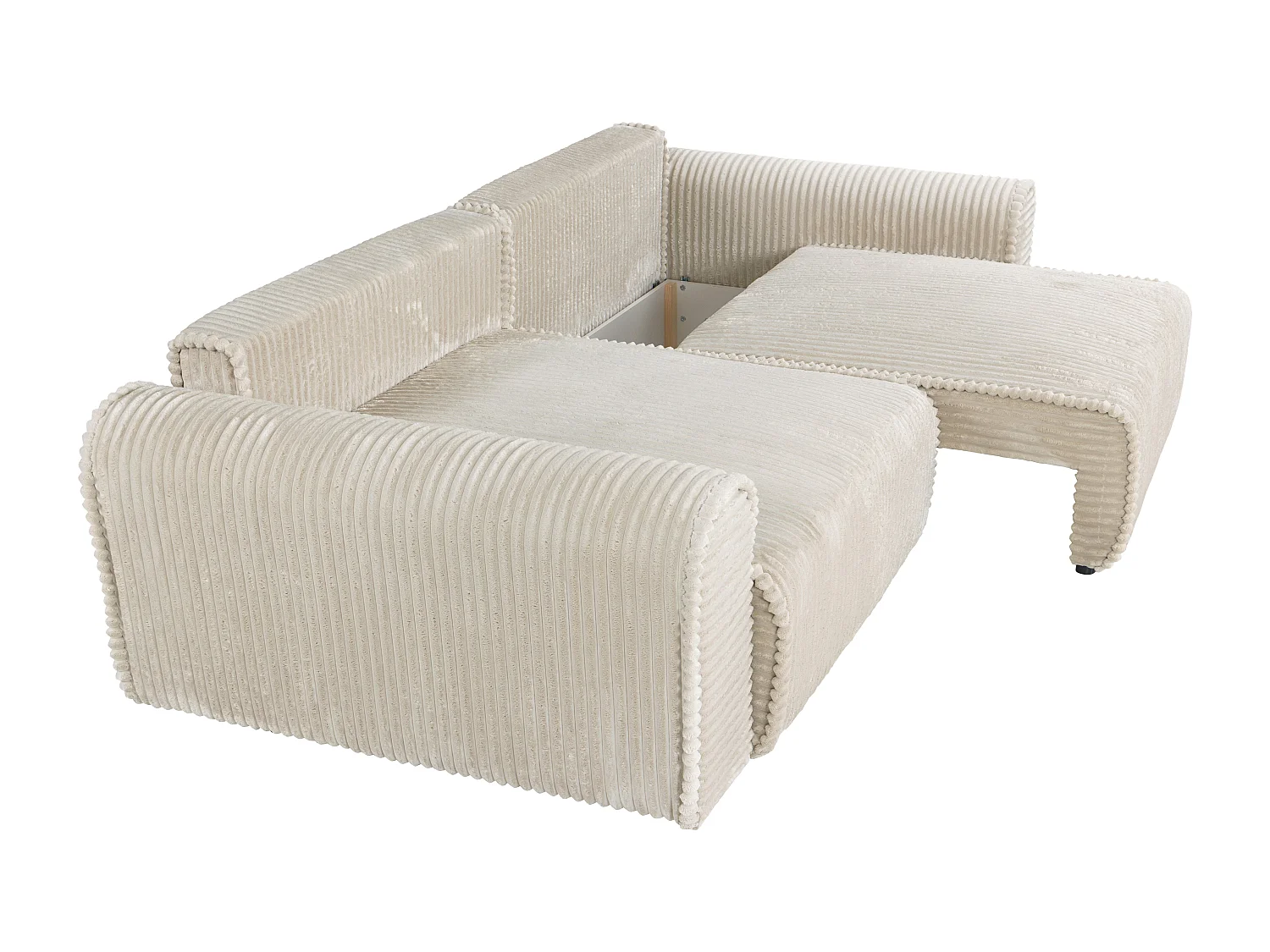Canapé 4 places convertible confort assise profonde en velours côtelé grosses côtes beige TELARO
