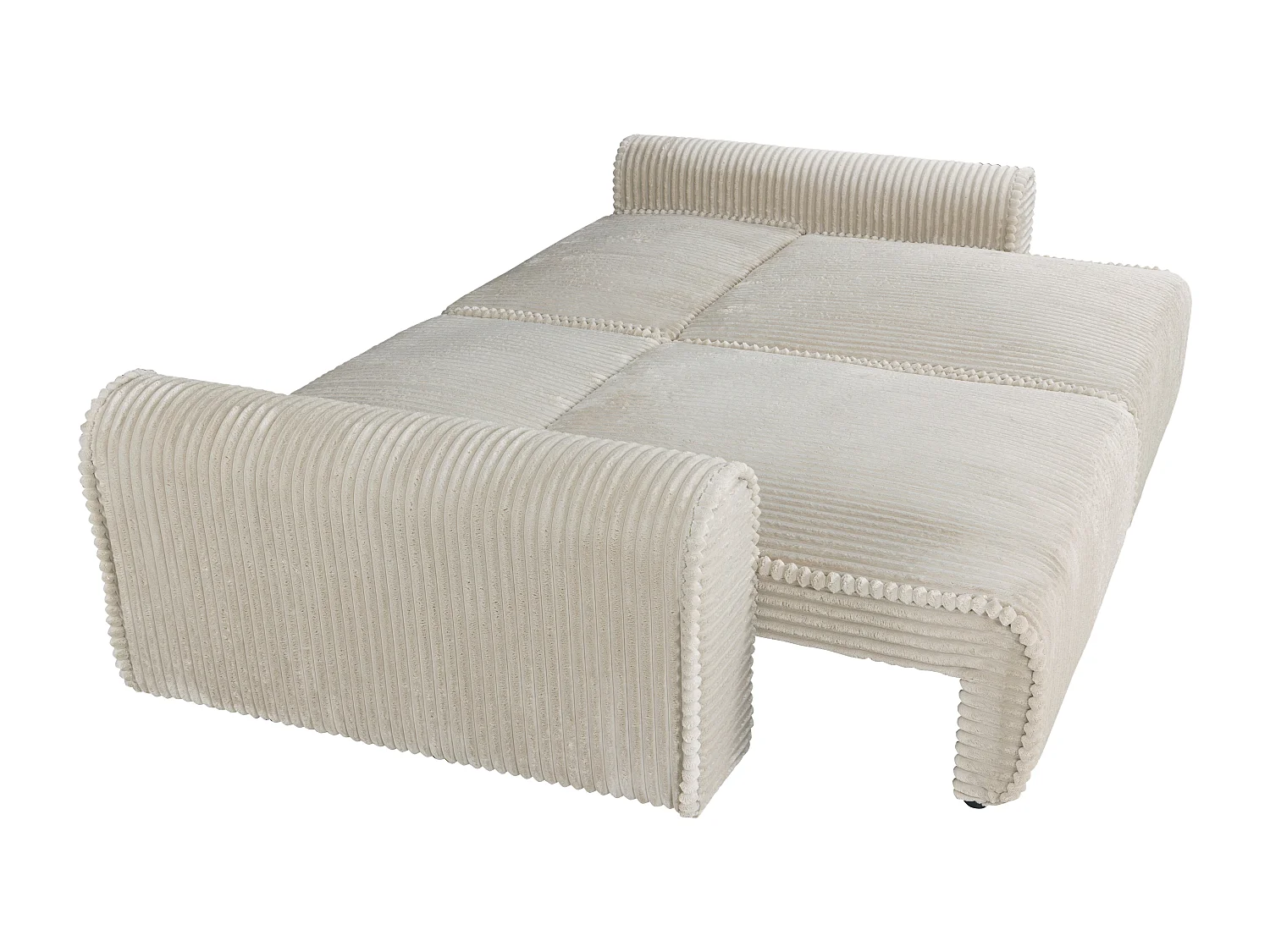 Canapé 4 places convertible confort assise profonde en velours côtelé grosses côtes beige TELARO