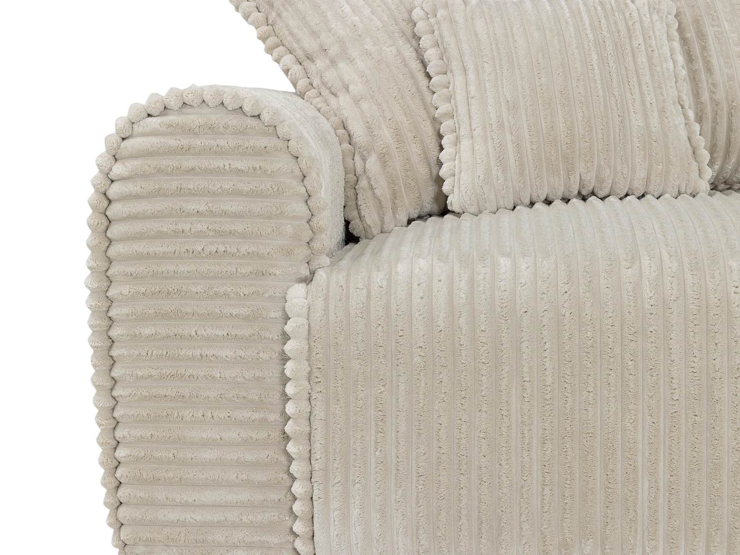 Canapé 4 places convertible confort assise profonde en velours côtelé grosses côtes beige TELARO