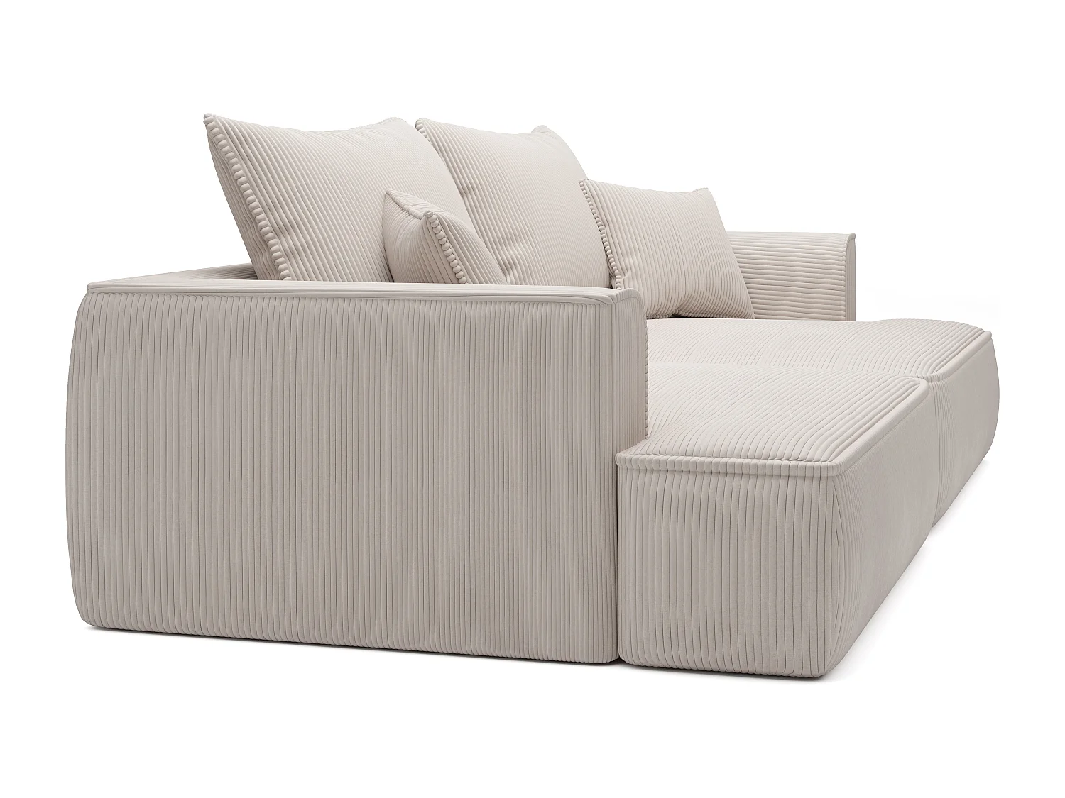 Canapé 4 places confort assise profonde en velours côtelé beige PINETA