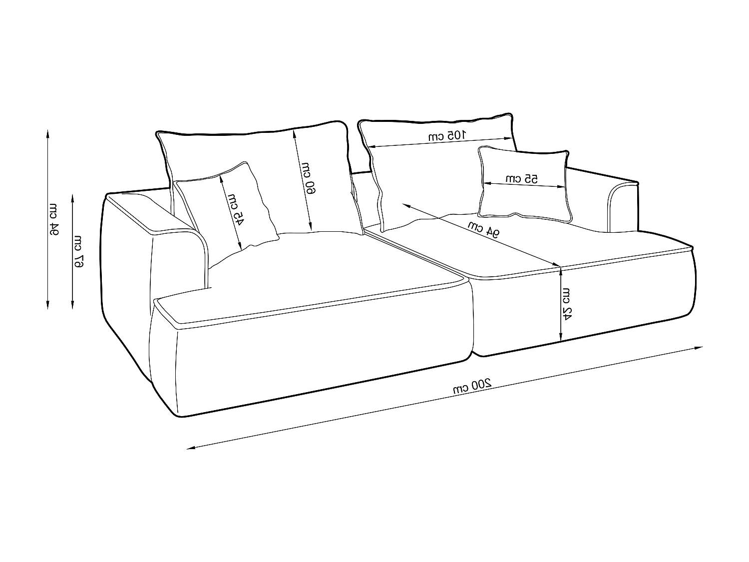 Canapé 4 places confort assise profonde en velours côtelé beige PINETA