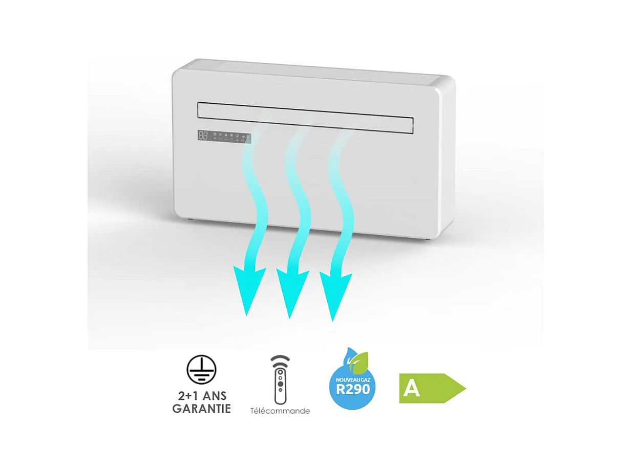 Climatiseur réversible KUB-E+ 2930W  10 000BTU 500 m³/h - Voltman
