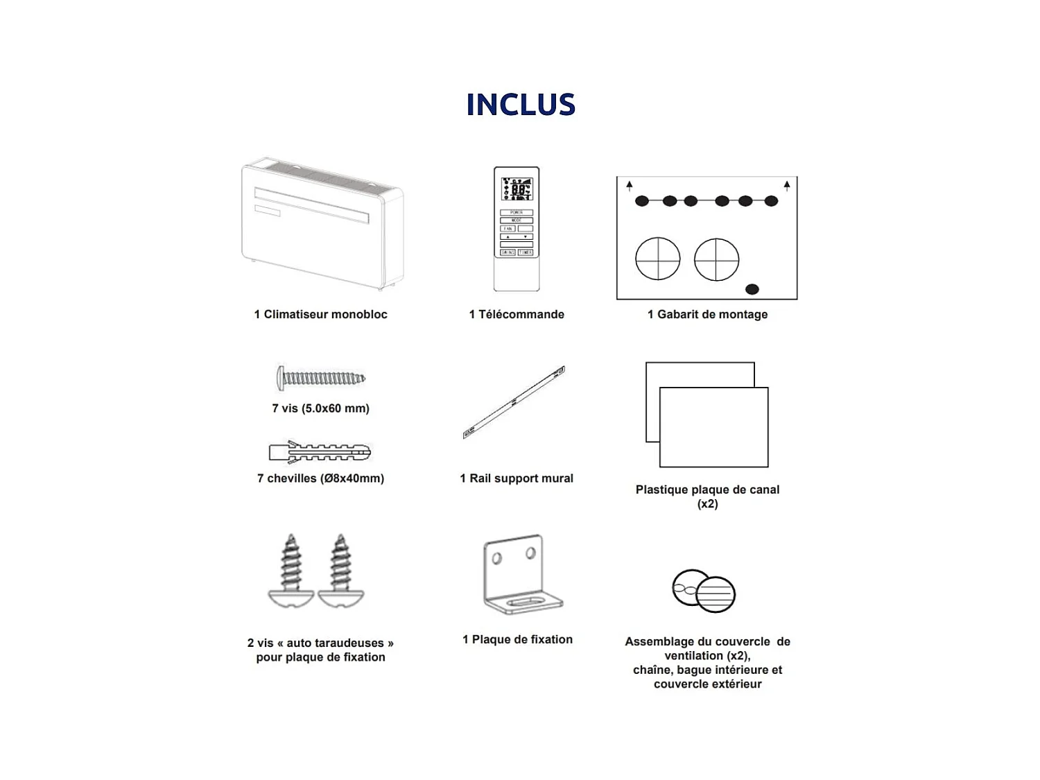 Climatiseur réversible KUB-E+ 2930W  10 000BTU 500 m³/h - Voltman