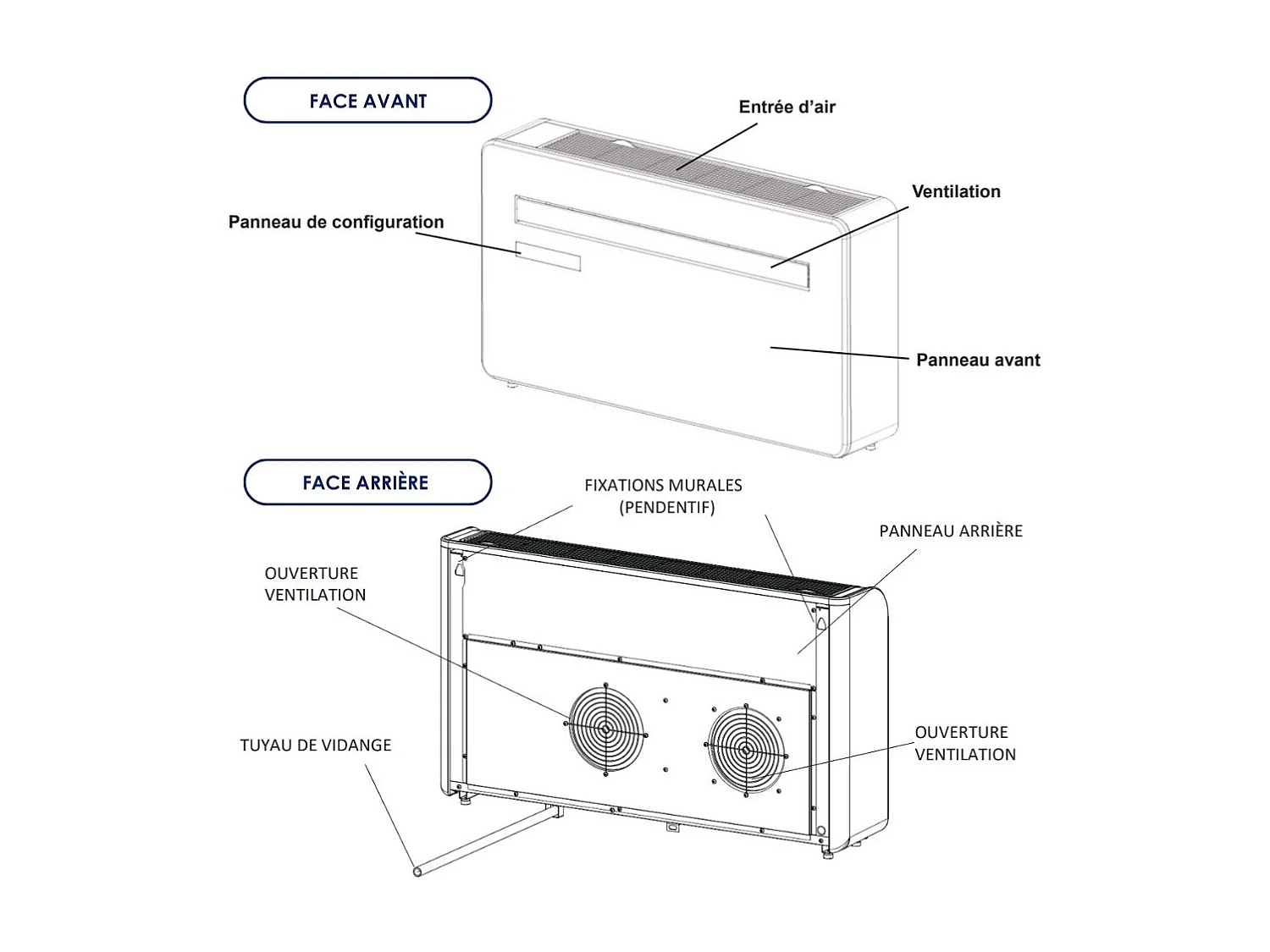 Pompe à chaleur Climatiseur Monobloc intérieur Wifi KUB-E+ 10000BTU - Voltman