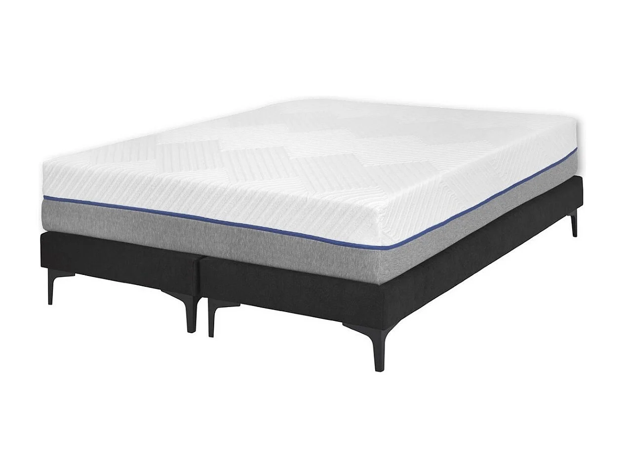 Pack de 2 sommiers tapissiers avec matelas 70x190 cm bois massif noir HILIANA