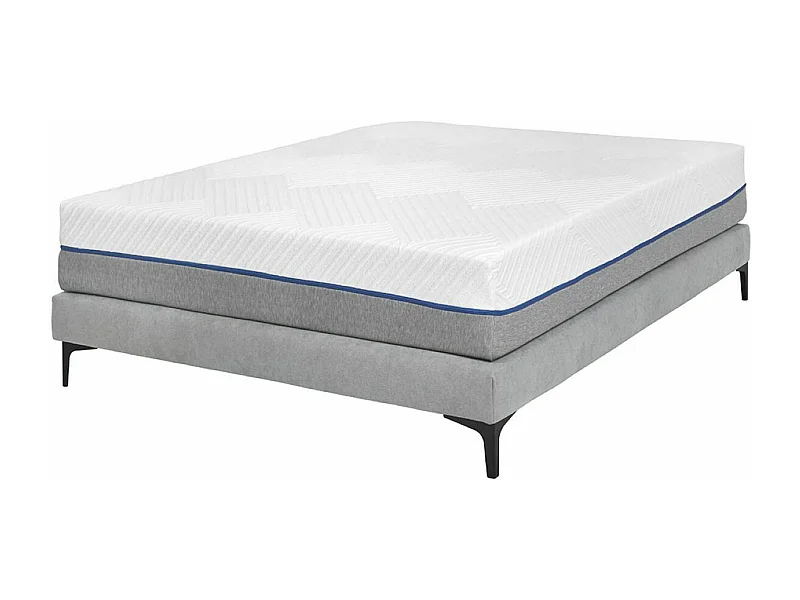 Pack sommier tapissier avec matelas 140x190 cm bois massif gris HILIANA