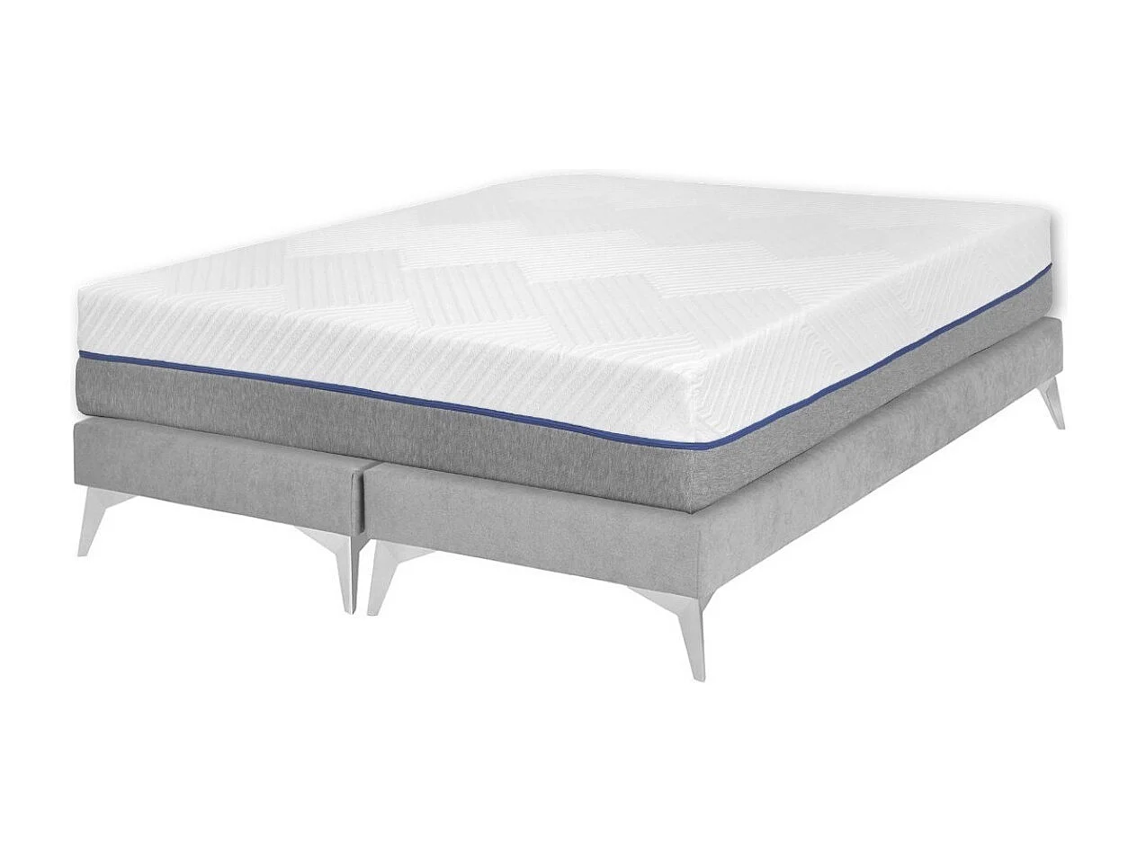 Pack 2 sommiers tapissiers avec matelas 70x190 cm bois massif gris HOCÉA