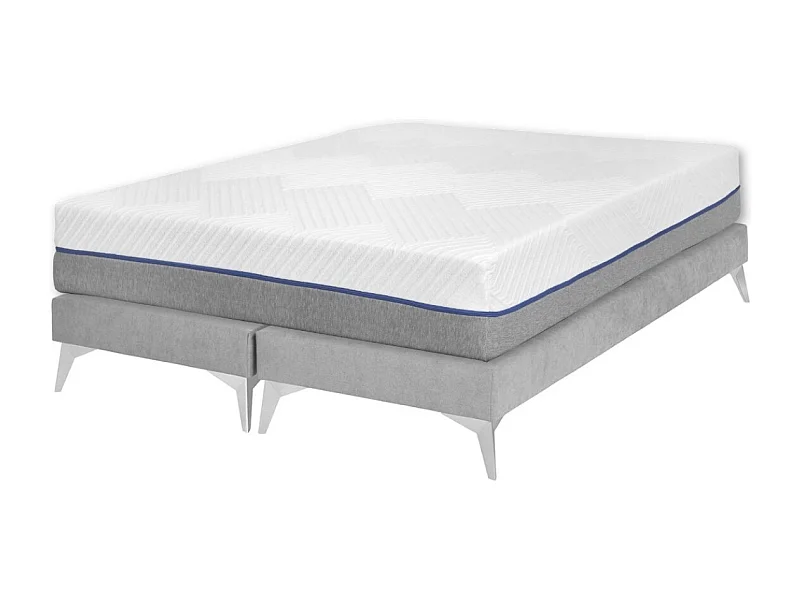 Pack 2 sommiers tapissiers avec matelas 70x190 cm bois massif gris HOCÉA