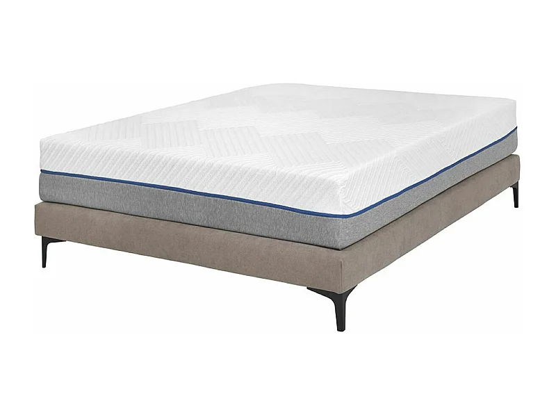 Pack sommier tapissier avec matelas 140x190 cm bois massif lin HILIANA