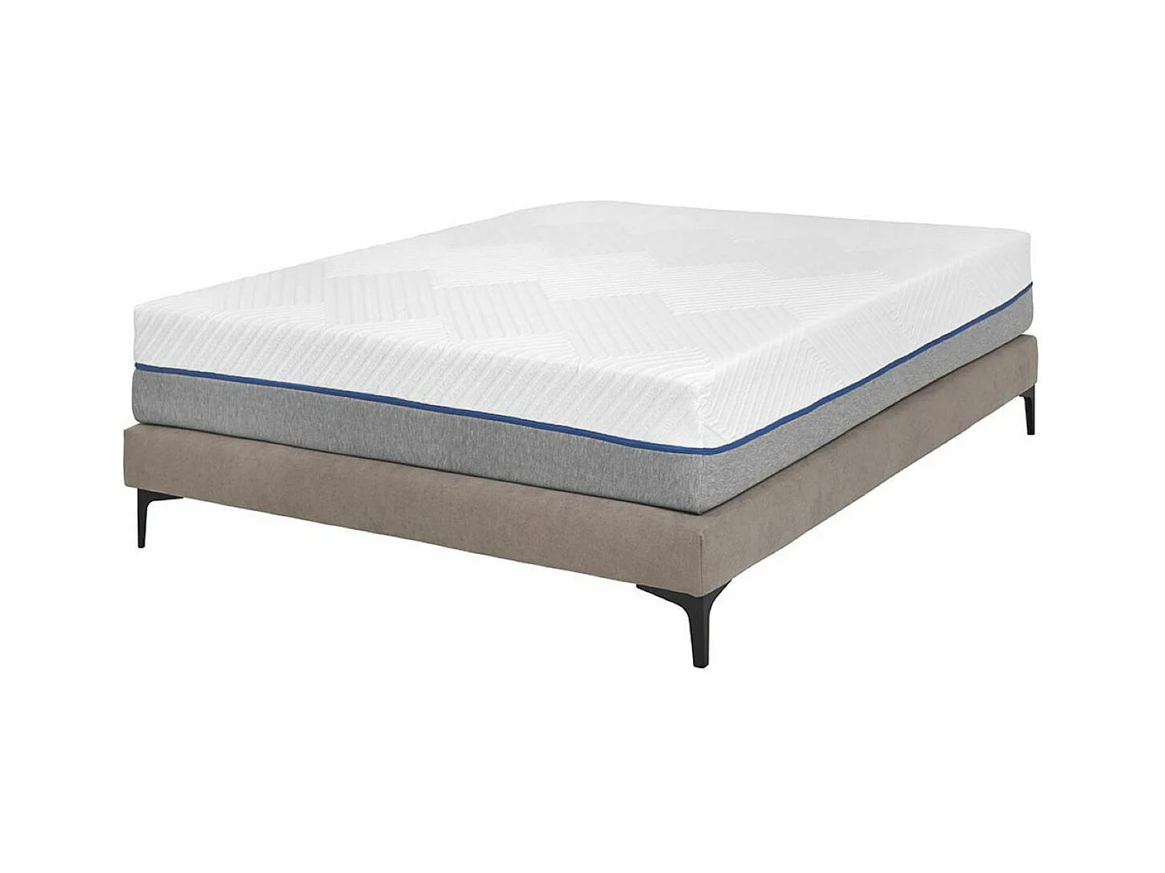 Pack sommier tapissier avec matelas 140x190 cm bois massif lin HILIANA