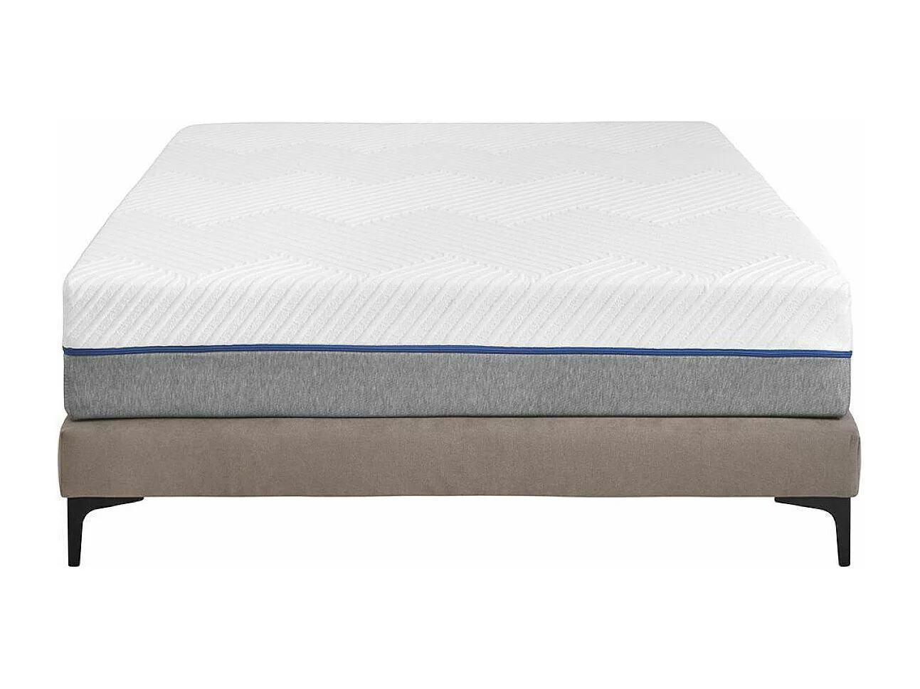 Pack sommier tapissier avec matelas 140x190 cm bois massif lin HILIANA