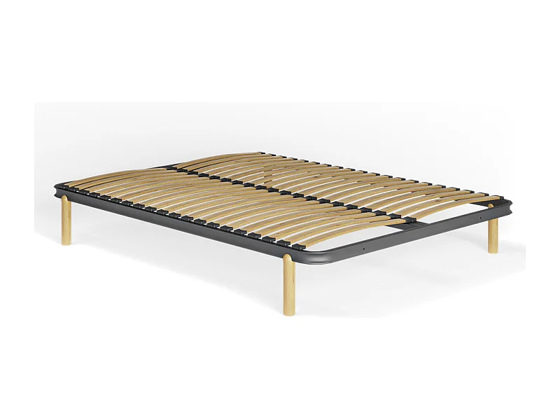 Ensemble cadre à lattes avec pieds 120x190 cm metal gris MIRA