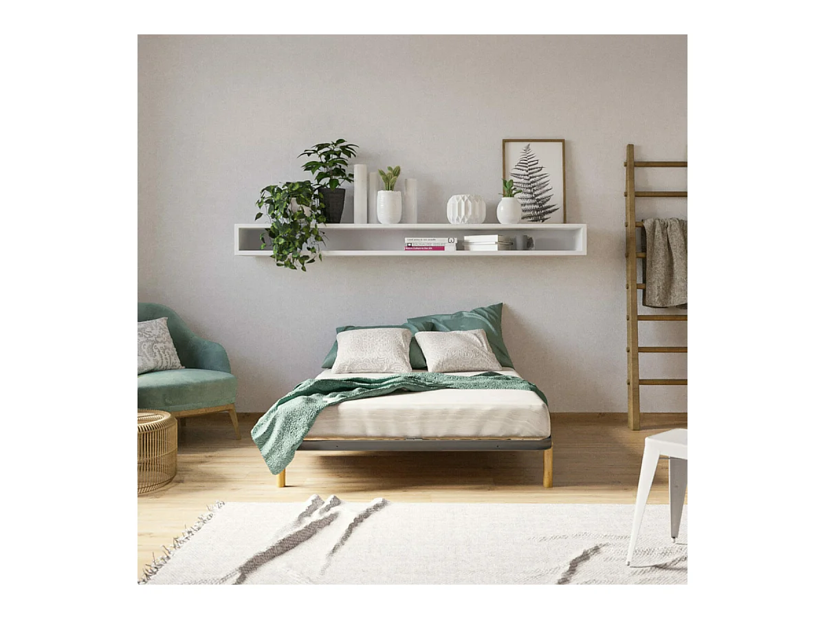 Ensemble cadre à lattes avec pieds 120x190 cm metal gris MIRA