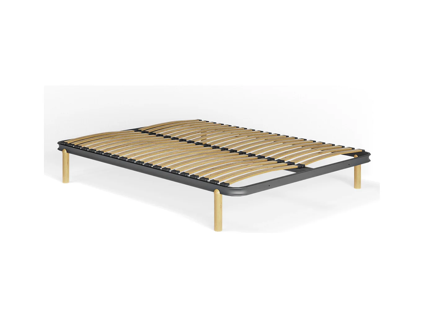 Ensemble cadre à lattes avec pieds 140x190 cm metal gris MIRA