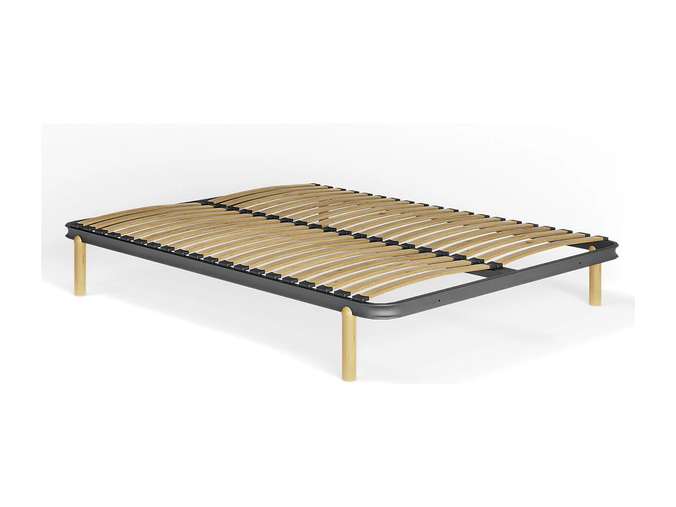 Ensemble cadre à lattes avec pieds 140x190 cm metal gris MIRA