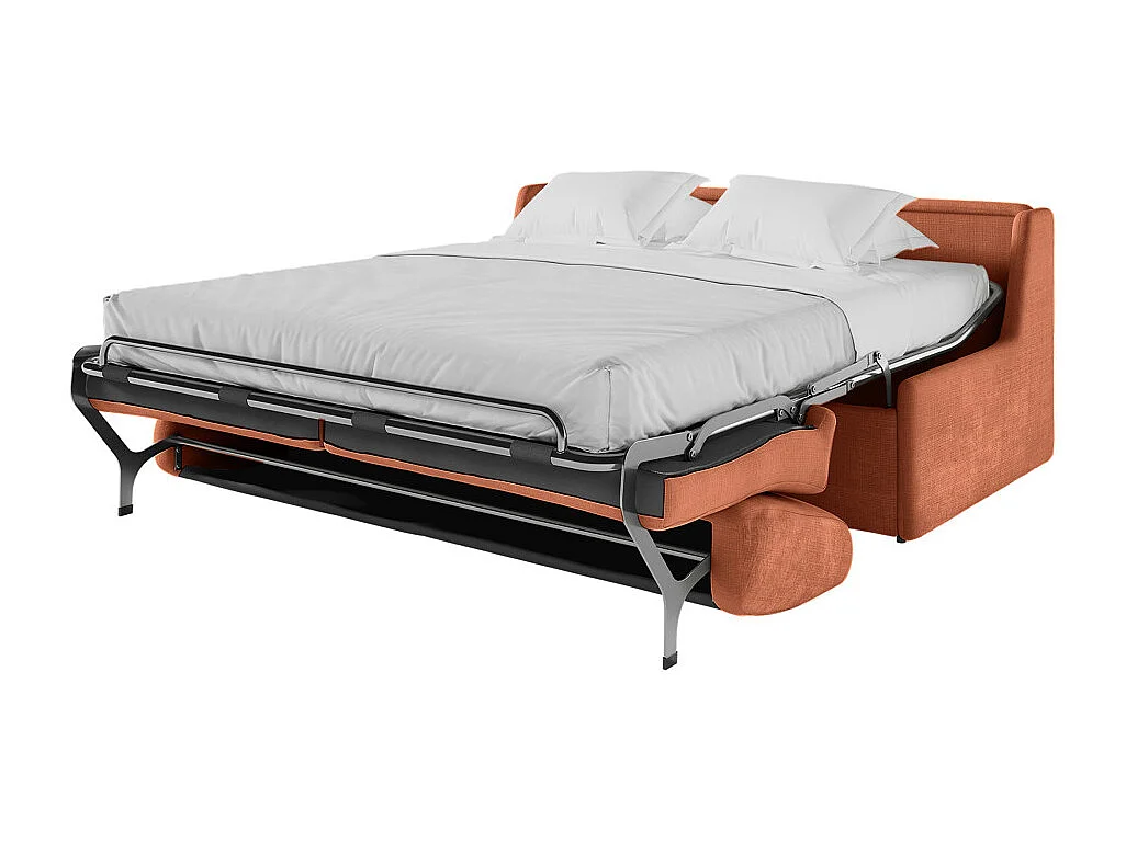 Canapé convertible express 3 places en tissu chenille terracotta AGATHE