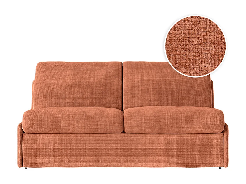 Canapé convertible express 3 places en tissu chenille terracotta AGATHE