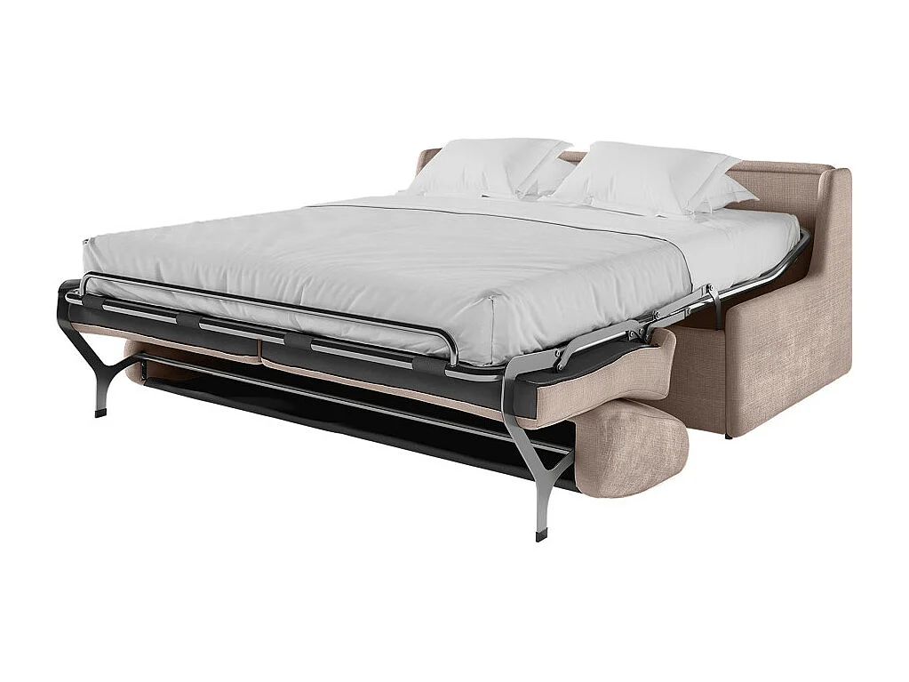 Canapé convertible express 3 places en tissu chenille taupe AGATHE