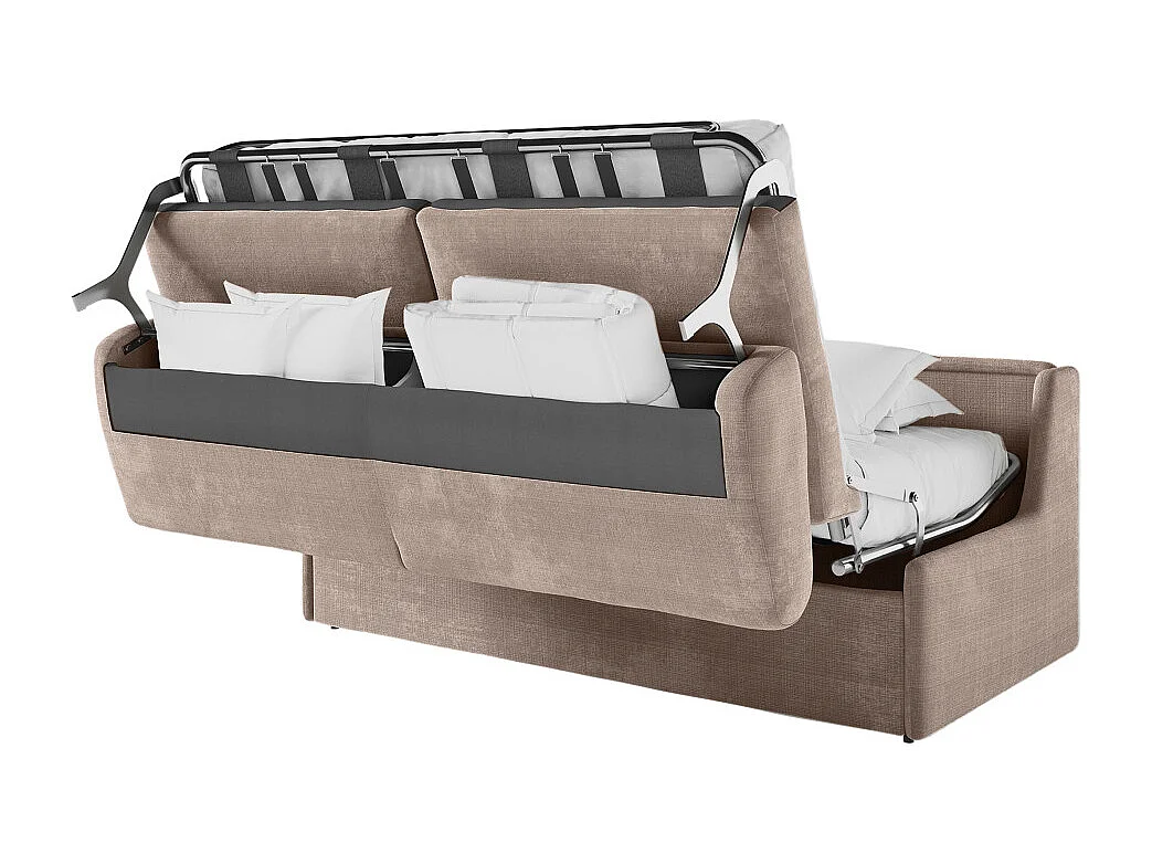 Canapé convertible express 3 places en tissu chenille taupe AGATHE
